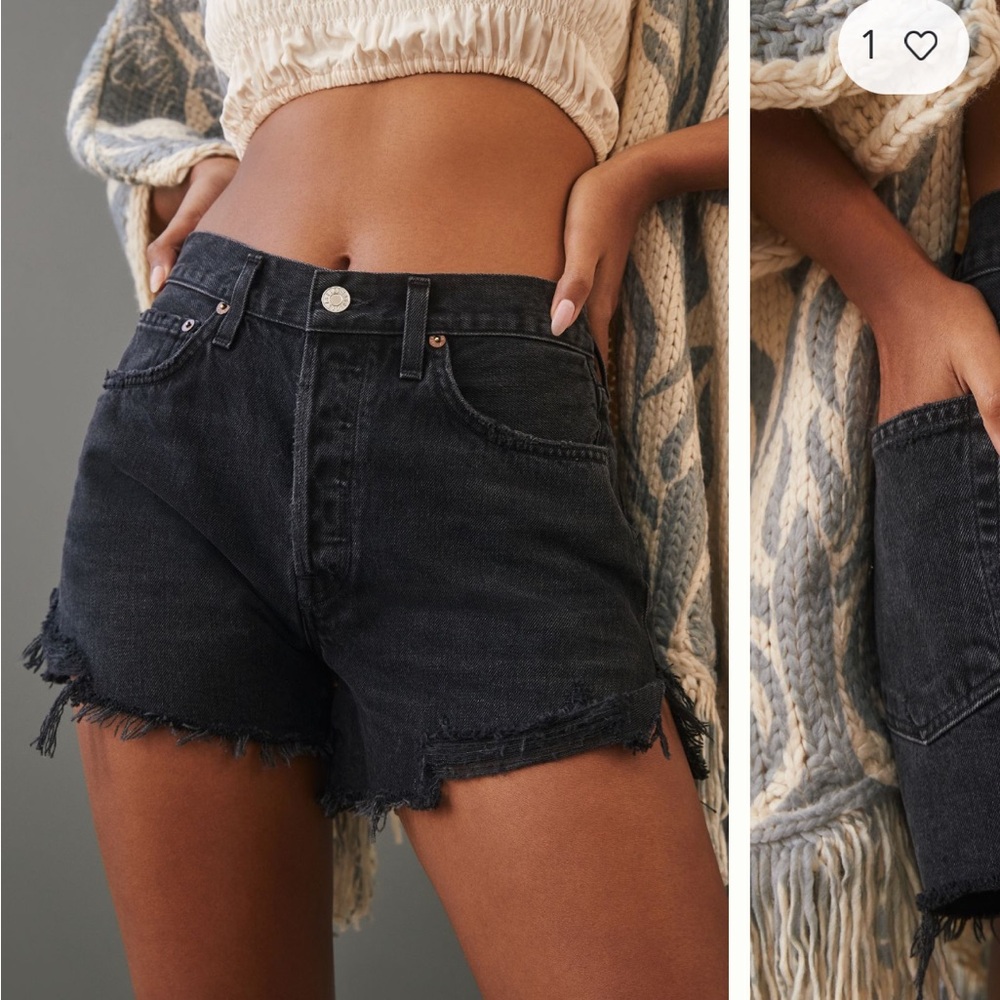 AGOLDE Parker High-Rise Long
Denim Shorts - Black size 28